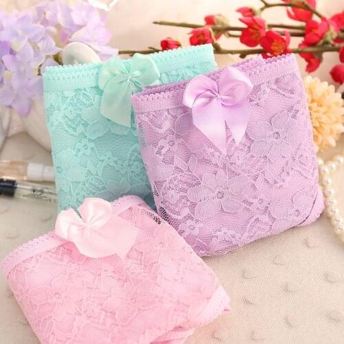 Hot Selling New Girl Cotton Underwear Female Student Low Waist Hollow Bow Ladies Triangle Briefs Wholesale AMH012