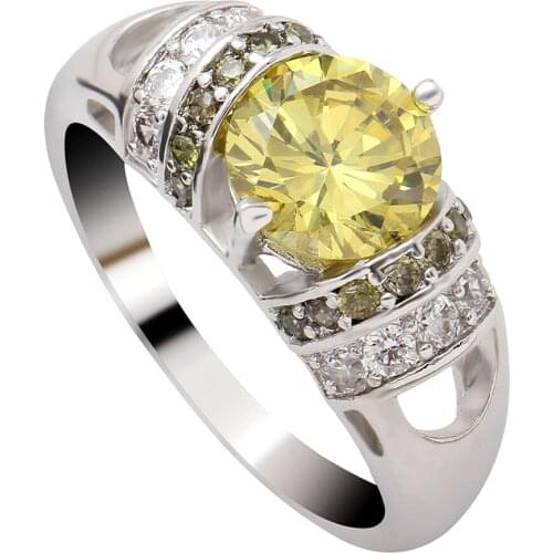 Hainon Silver Color Engagement Rings Yellow Cubic Zirconia Anel Jewelry For Women Love Bague Anillos Mujer Gift Distribution