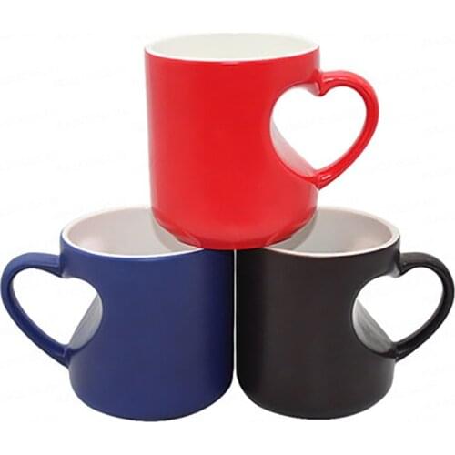 Heat transfer cup coated cup white cup mug DIY print image cup peach heart shaped color change cup / personalized custom cup