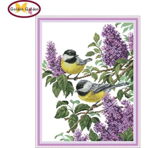 GG Two Birds Painting Cross Stitch Kit Embroidery Animal Joy Sunday 11CT14CT Cotton Canvas Print Cross Stitch Set for Home Decor