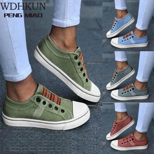 2020 Low-cut Trainers Canvas Flat Shoes Women Casual Vulcanize Shoes New Women Summer Autumn Sneakers Ladies WDHKUN