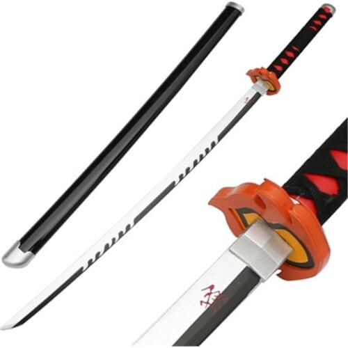 Cosplay Anime Kimetsu no Yaiba Sword Weapon Demon Slayer God of Fire Agatsuma Zenitsu Sword 1:1 Wood Prop Katana 104cm