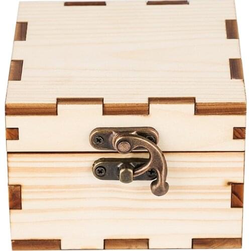 Square Natural Bamboo Wood Box for Wristwatch Wood Watch Bronze Metal Horn Lock Case Jewelry Display Storage Watch Holder Boxes
