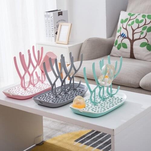 Multifunctional Baby Tree Shaped Bottle Drying Rack Creative Plastic Drain Dustproof Hands-Free Storage Bottle Holder Removable