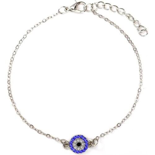 Fashion Evil Eye Bling Starry Shining Crystal Golden Silver Plated Alloy Charm Anklet Bracelets For Women Foot Jewelry