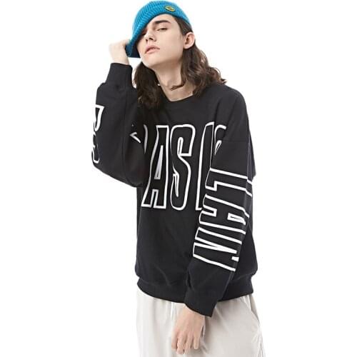 2021 New Fashionable Youth Letters Printed Streetwear Hip Hop Mens O-Neck Pullover Sweatshirts Casual Loose Male Tops