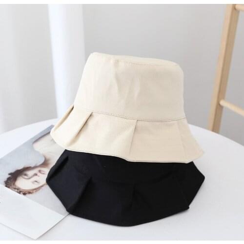 Unisex Cotton Bucket Hats Spring Summer Sunscreen Panama Hat Solid Color Ruffle Fedoras Outdoor Fisherman Hat Beach Caps