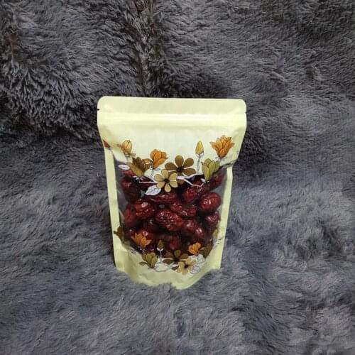 Printed magnolia flower plastic sealed zipper bag, nuts and snacks classified storage moisture-proof bag, oatmeal storage bag