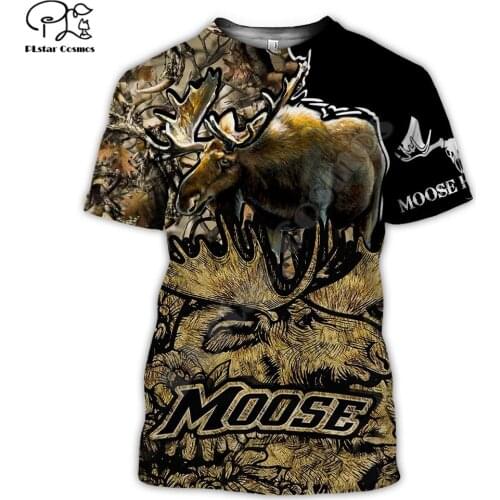 PLstar Cosmos Animal Deer Bow Moose Hunting Hunter Camo Harajuku NewFashion 3DPrint Unisex Shorts Sleeve T-shirt Men/Women s-3