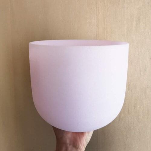 Gemstone Morganite Fusion Chakra Frosted Quartz Crystal Singing Bowl 8 inch