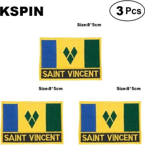 Saint Vincent Rectangular Shape Flag patches embroidered flag patches national flag patches for clothing DIY Decoration