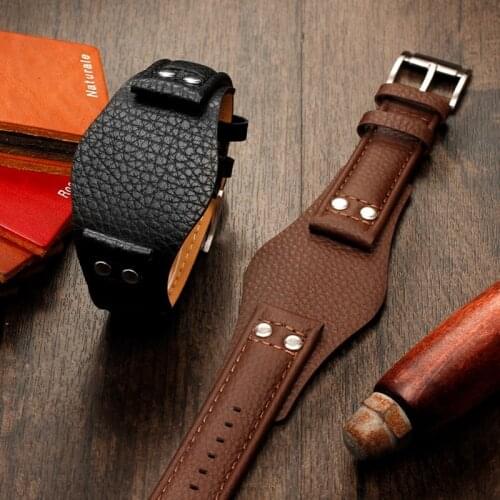 Genuine Real Leather Watch Strap for Fossil CH2564 CH2565 CH2891CH3051 wristband 22mm black brown tray watchband