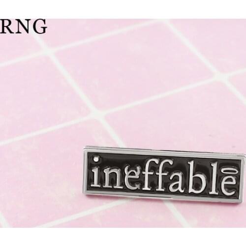 RNG New black square metal enamel letter brand pin simple design ineffable backpack clothes Pendant Brooch gift