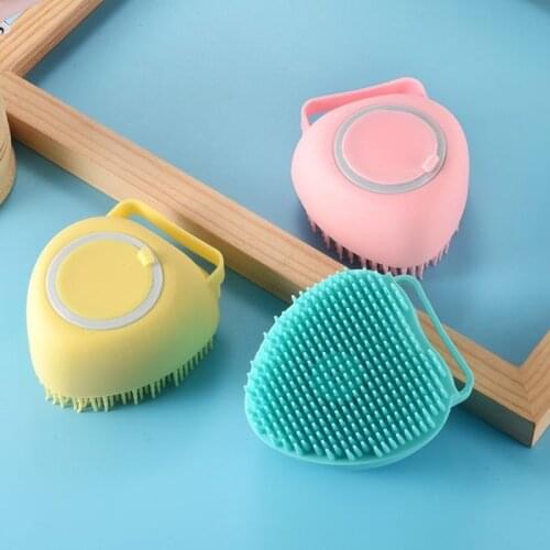 Silicone Bath Brush Body Head Massage Brushes Heart Shaped Hair Washing Comb Shower Foot Scrubber Brush Bathroom Supplies