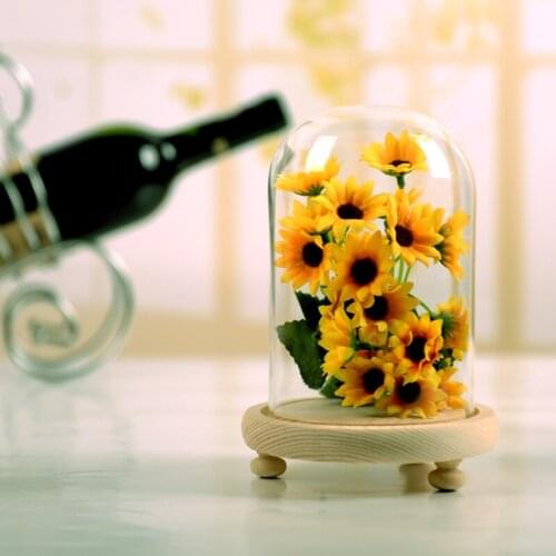 4sets/pack 12*26cm Three Legs Log Base Glass Dome Home Decoration Transparent Cover DIY Friend Gift Wedding