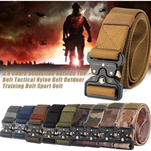 Military Tactical Nylon Belt Metal Buckle Adjustable Army Police Outdoor Quick Release Hunting Training Belt Width 3.8CM 7