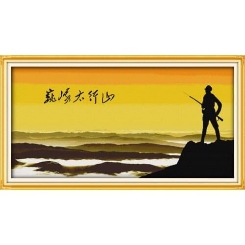 The Towering Taihang Mountain Chinese Cross Stitch Kits Ecological Cotton Stamped 11CT 14CT DIY New Year Decorations For Home