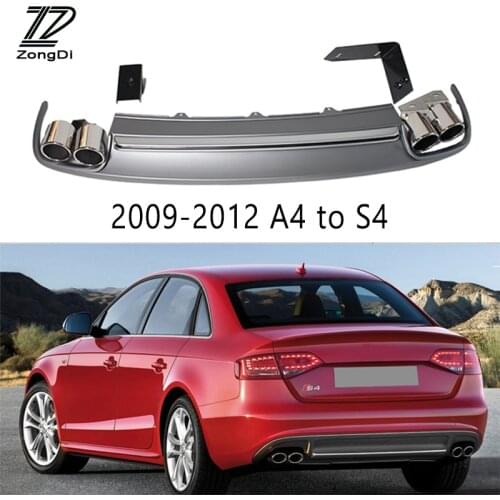 1Set S4 style Car Exhaust Tips Muffler Pipe With Rear Bumper Diffuser For Audi A4 B8 B9 Accessories 2009-2012 2013 2014 2015