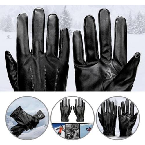 1 Pair Useful Touchscreen Texting Outdoor Dress Gloves Motorcycle Supplies Faux Leather Gloves Skin-friendly for Men