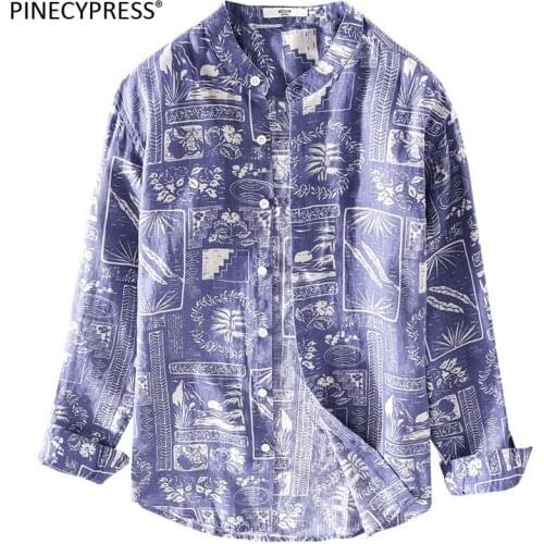 100% Linen Cool Breathable Anti-static Anti-radiation Quality Fashion Printing Man Shirt Summer Male Men Long Sleeve Shirts