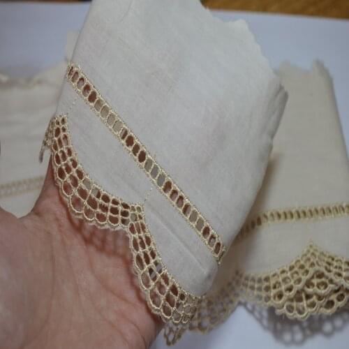12cm width(5yds/lot)ivory cotton DIY lace fabric gold hollow pattern, embroidered DIY lace fabric 201721108