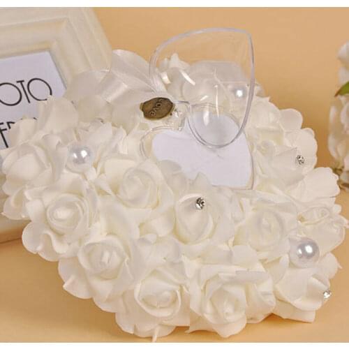 2019 Fashion Creative Hot Romantic Wedding Rose HeartShaped Ring Box Bearer Holder Cushion Pillow Gift New