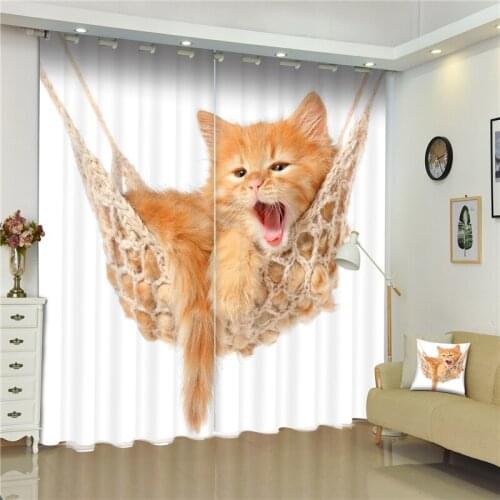 Customized kitten 3D Blackout Window Curtain Drapes For Living room Bed room Hotel Wall Tapestry Cortinas