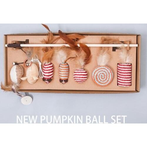 7 Pcs Pet Cat Interactive Toys Set Cat Kitties Toys Collection Bell Feather Funny Cat Sticks With Gift Box Funny Feather Product