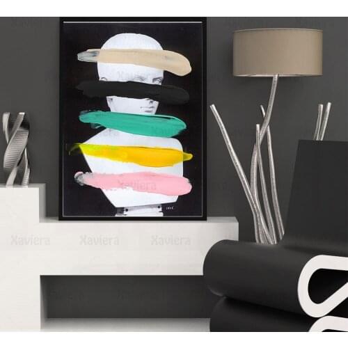 Abstract color graffiti sculpture canvas painting Nordic beautiful woman art posters and prints bedroom walls modular pictures