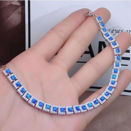 100% Natural And Real Opal bracelet Solid S925 Sterling Silver For Women Colour Gem Stone Rings Fine Jewelry
