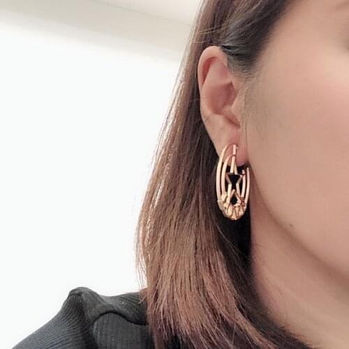 Rongho design Metal Love letter hoop earrings for women Gold metal Stars earring Punk jewelry Vintage earring bijoux