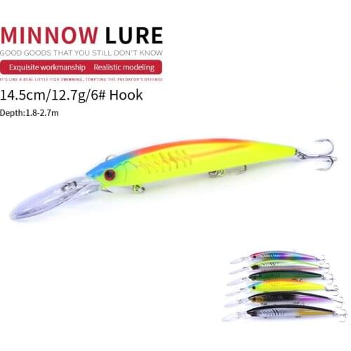 HENGJIA 14.5cm 12.7g Fishing Lure Bent Minnow Artificial Bait Minnow Lures Fake Bait 3D Fish Eye Swim bait Crankbait MI070