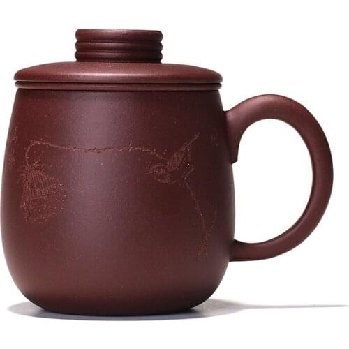 Yixing purple sand cup pot of kung fu tea cup with cover manual cover glass tank filter tea 410 cc