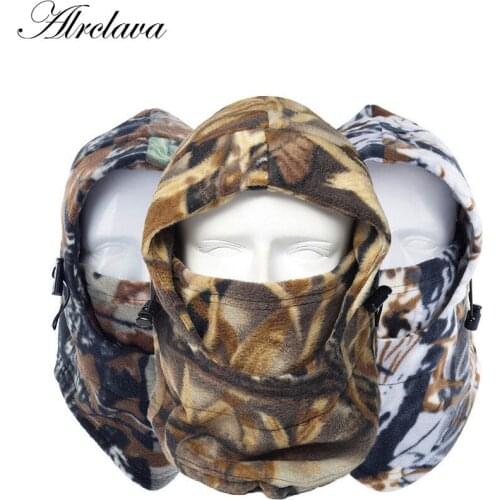Camouflage Fleece Balaclava Trekking Riding Ski Hunting Thermal Hat Wind-proof Mask Winter-Warmers