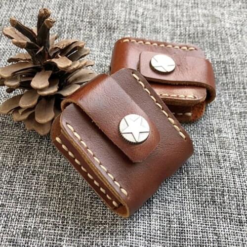 Kerosene Lighter Cover Cowhide Leather Handmade Lighter Case Lighter Holder Bag For Zippo Cigarette Accessories YJ606
