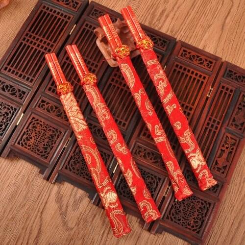 Chinese Knot Red Wood Chopsticks Handmade Food Stick for Sushi Hashi Chop Sticks Tableware As Christmas Gifts