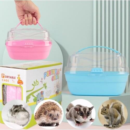 2 Colors Hamster House Portable Hamster Cage Transparent Plastic House Travel Portable Accessories for Hamster Rabbit Guinea Pig