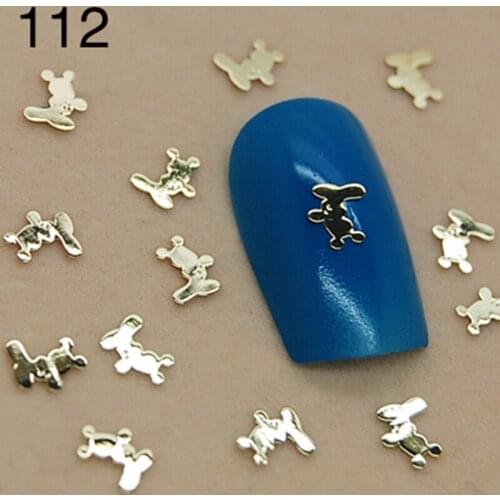 K112 Rabbit shape Golden Metal Nail Art Jewelry Nail Decoration Tiny Slice Metal Stud Accessories