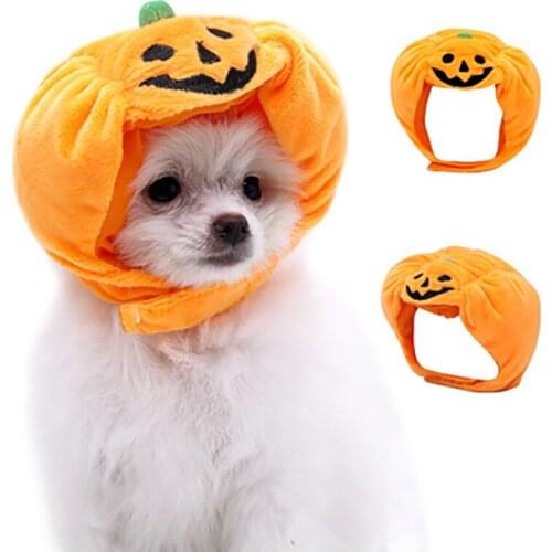 Cute Pet Dog Hat Cap Soft Pumpkin Cat Dog Accessories Halloween Costume Cosplay Adjustable Hat For A Dog Cats Puppy Small Medium
