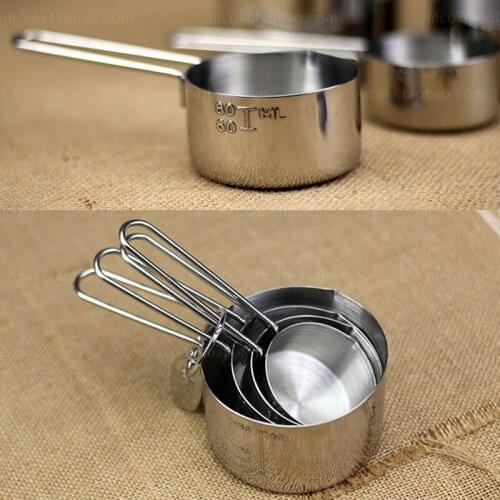 New 4 pcs/set Stainless Steel Kitchen Measuring Cups Cooking Measure Spoon Cup 4 size Seasoning Spoons Coffee Tea Baking Tool