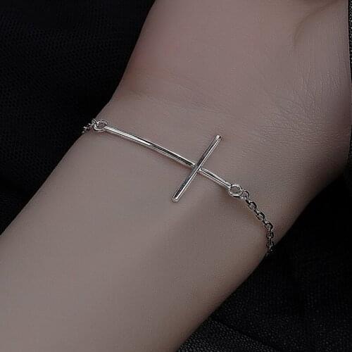 New Charm Bracelet Letter Circle Ot Buckle Geometric Bracelets for Women Hip-hop Retro Cross Bracelet Jewelry Pulseras Mujer