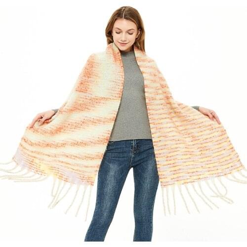 New Design 2020 Stripe Cashmere Winter Scarf Women Scarves for Ladies Warm Shawls Wraps Bandage pashmina