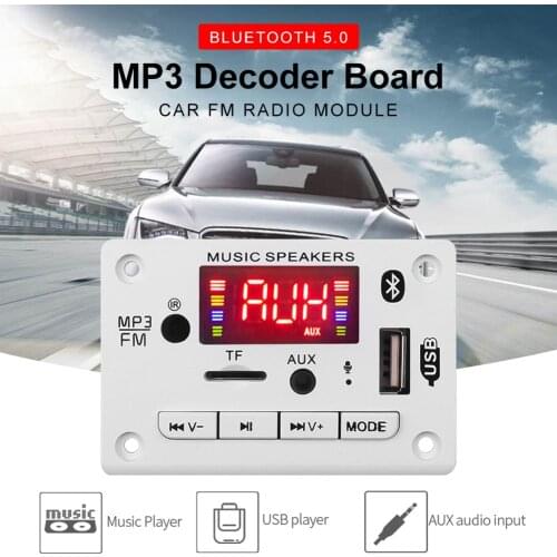 Hands-free MP3 Player Decoder Board 5V 12V Bluetooth 5.0 Car FM Radio Module Support FM TF USB AUX Recorders