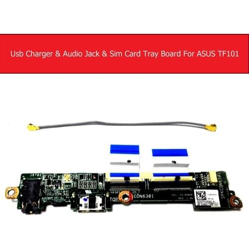 Audio Jack & usb charger & sim card tray board For ASUS Eee Pad TF101 EP101 Usb charging Sim card adapter board Replacement