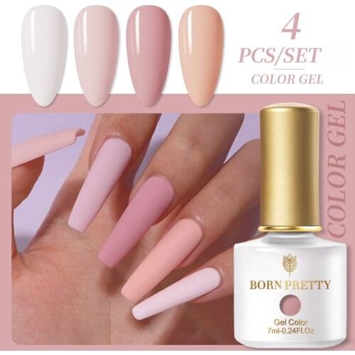 BORN PRETTY 2/4/6PCS Gel Nail Polish Set Glitter Sequins Manicure 7ml Soak Off UV Semi-permanent Hybrid Varnish Base Top Coat