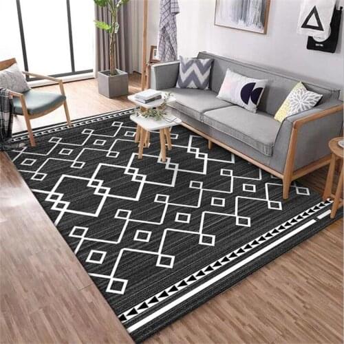 Gray-black Geometric Pattern Carpet Nordic Simple 3D Printed Carpets For Living Room Bedroom Floor Kitchen Mat Area Antiskid Rug