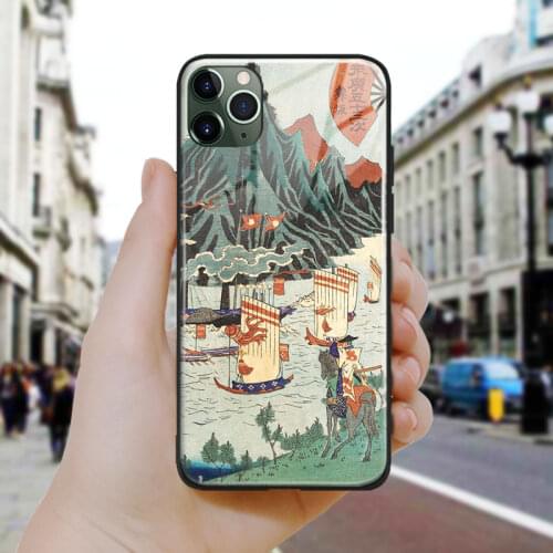 Japanese style SPassing Steamship Ukiyoev Silicone Glass Phone Case Cover For iPhone SE 6 6s 7 8 Plus X XR XS 11 12 Mini Pro Max