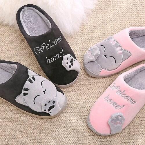 Cute Non-slip Winter Animal Men Slippers Home Female Comfort Floor Male Shoes Cotton Indoor Slippers Plush Slipper Size 40-44