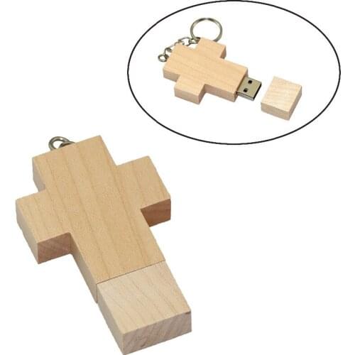 Special Offer Wood Cross Flash Drive Keychain Pen Drive USB 2.0 Memory Stick U Disk Flash Usb Creative Extended Memory Storage