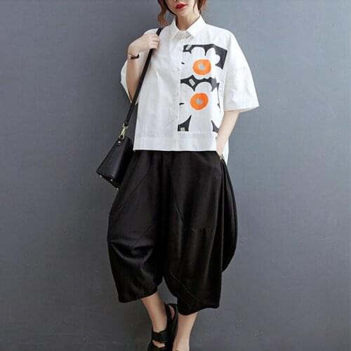 Loose Blouse Top Wide Leg Pants Two Piece Women Clothes Set Korea Style Street Fashion Lady Girls Casual Set Ladies Summer Set
